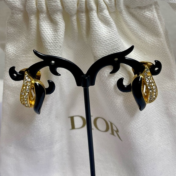 Dior Gold and Black Crystal Earrings - Picture 5 of 5